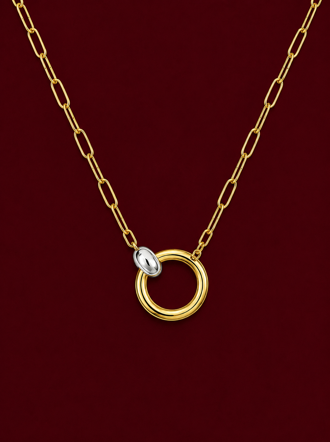 Circle Pendant Paperclip Necklace