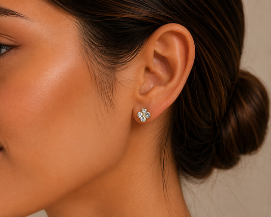 CZ Clover Stud Earrings