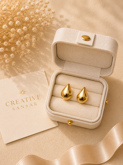 Sweet Gold Teardrop Stud Earrings