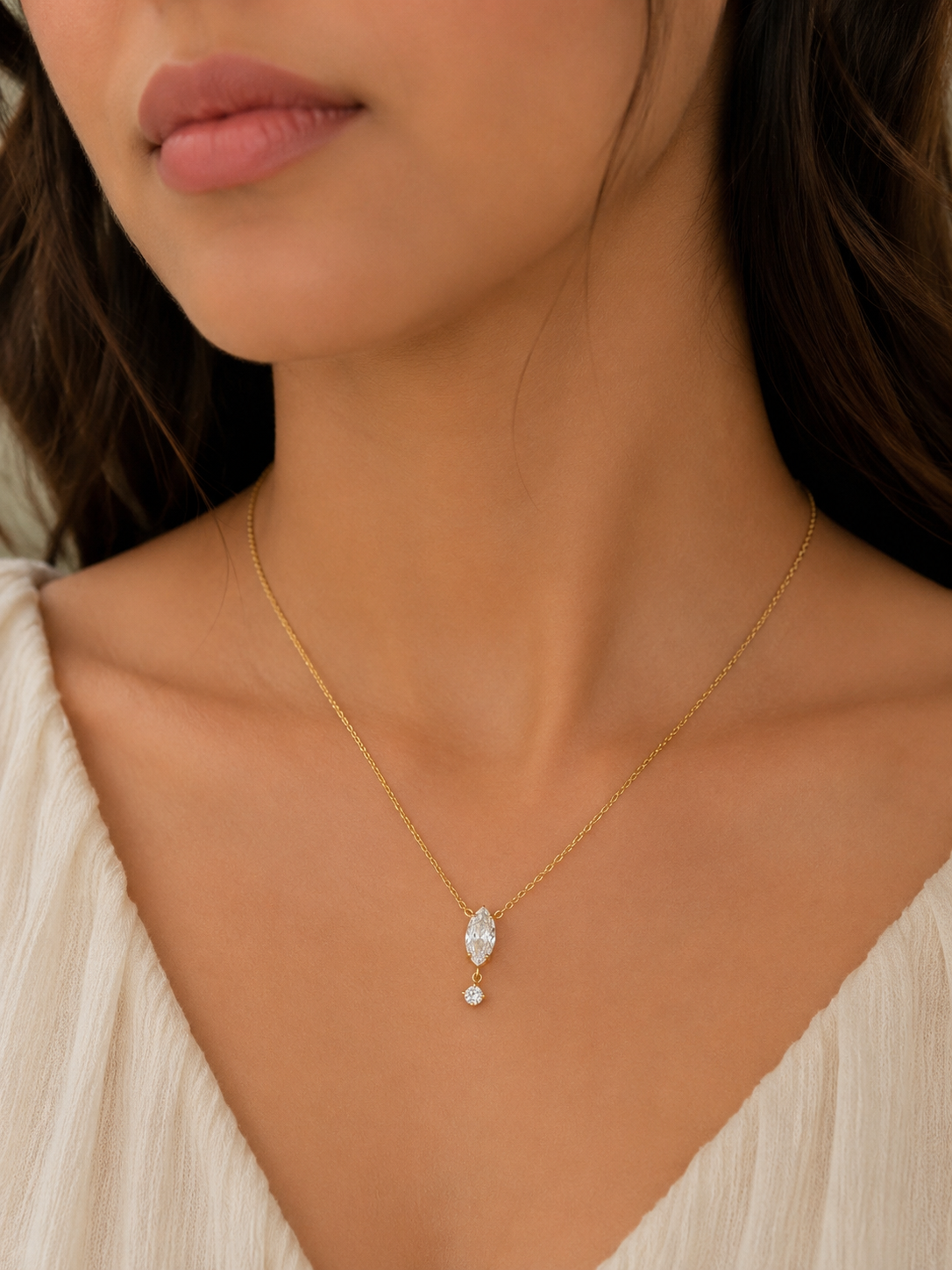 Marquise Stone Drop Necklace