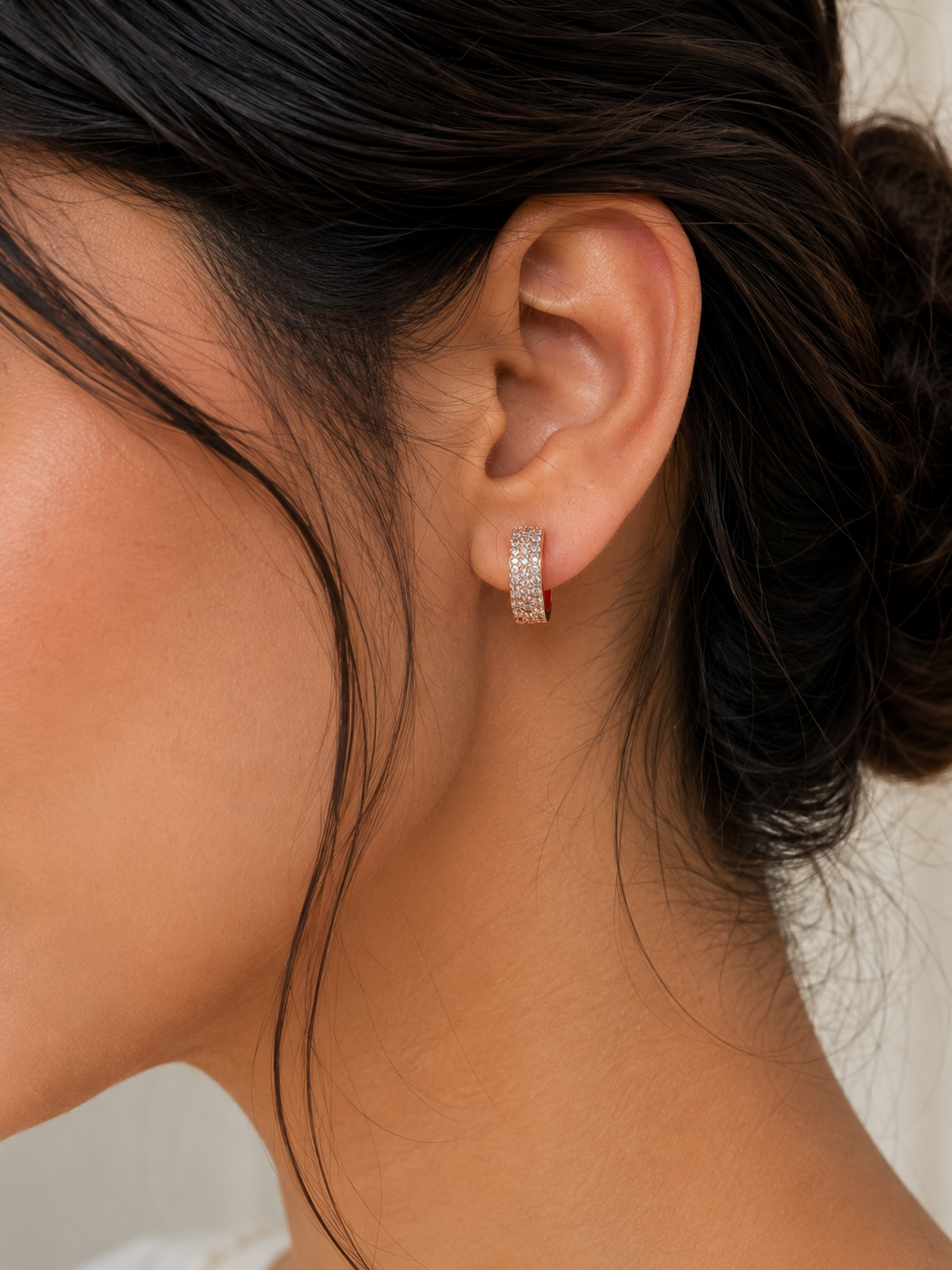 Pave Huggie Hoop Earrings