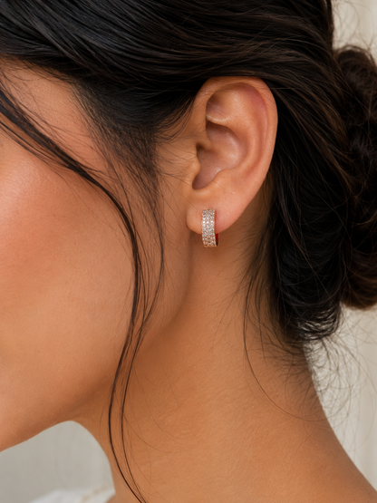 Pave Huggie Hoop Earrings