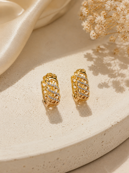 Lattice Pave Hoop Earrings