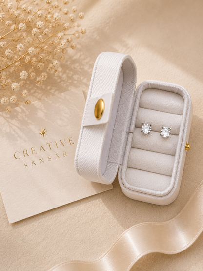 Round Solitaire Stud Earrings