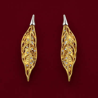 Crystal Leaf Stud Earrings