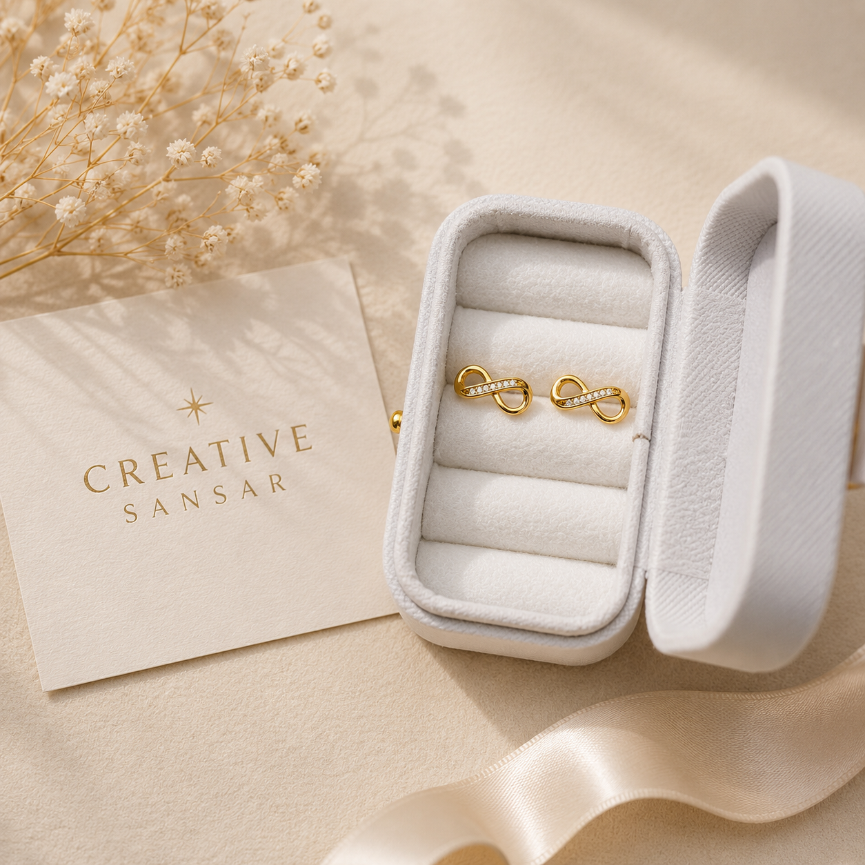 Medium CZ Infinity Stud Earrings