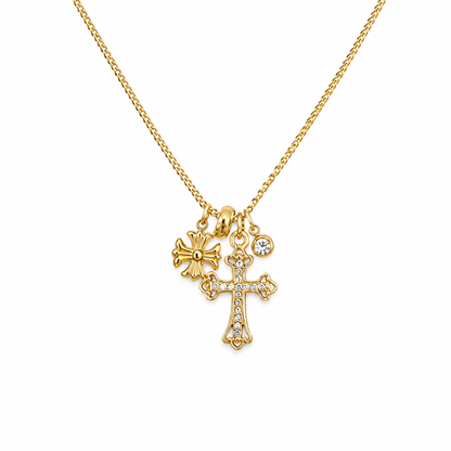 Double Cross Charm Necklace
