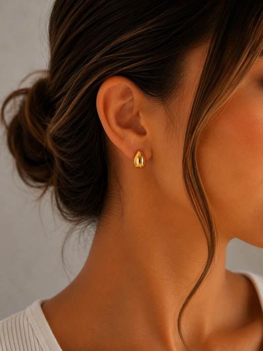 Sweet Gold Teardrop Stud Earrings