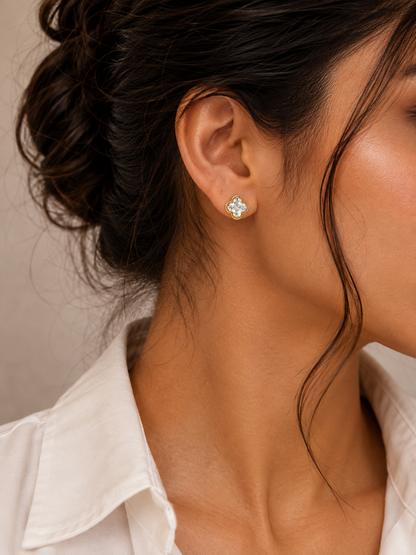Crystal Clover Stud Earrings