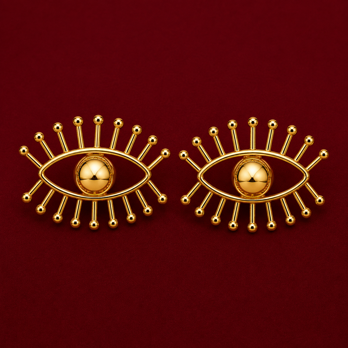 Eyelash Evil Eye Stud Earrings
