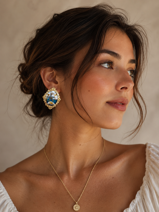 Starfish Cameo Stud Earrings