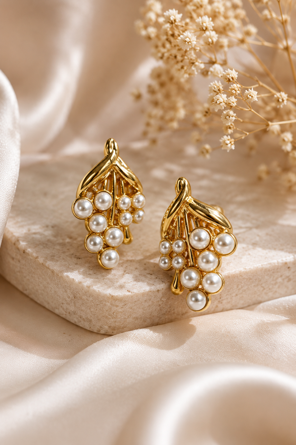 Grape Cluster Pearl Stud Earrings