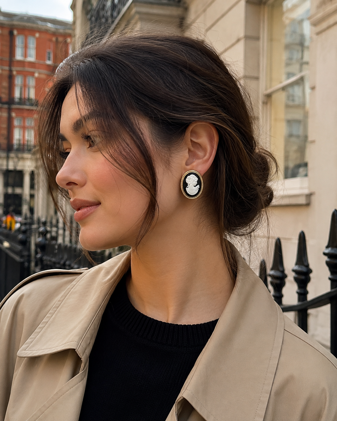 Vintage Cameo Stud Earrings