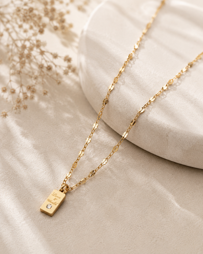 Love & Wealth Tag Pendant Necklace