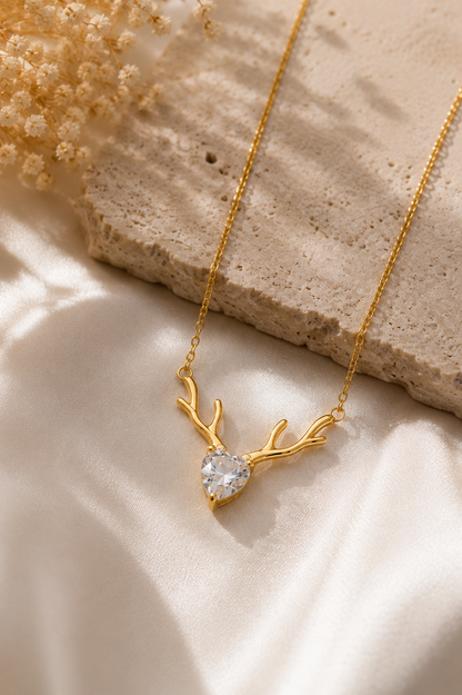 Antler Heart Pendant Necklace