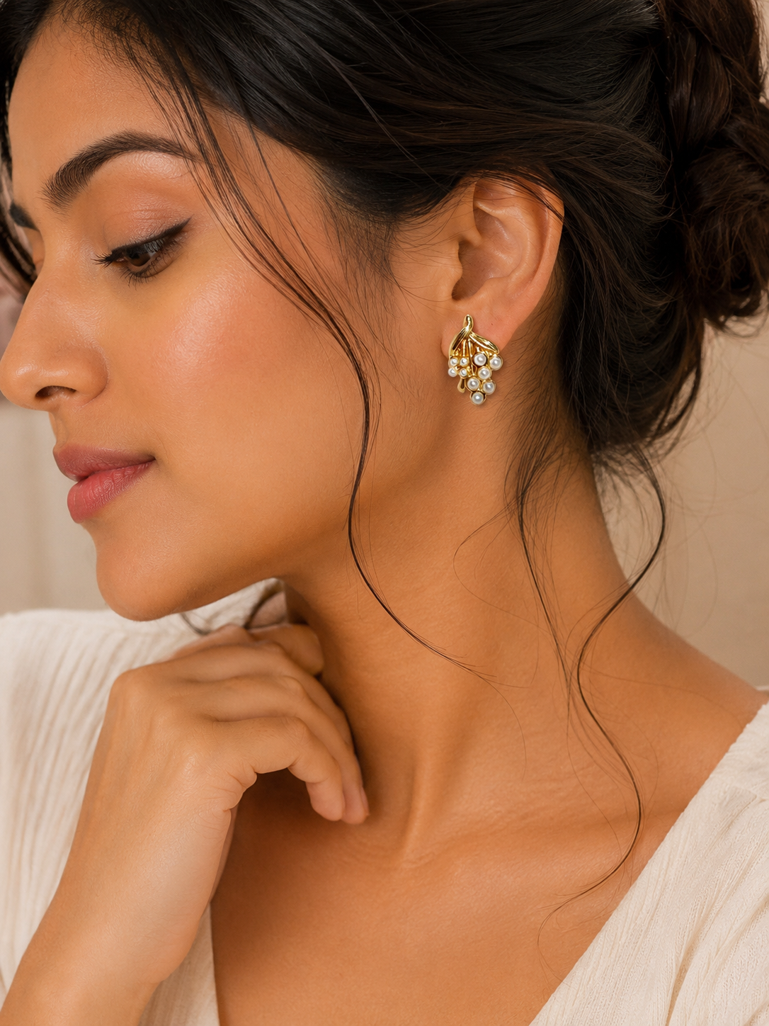 Grape Cluster Pearl Stud Earrings