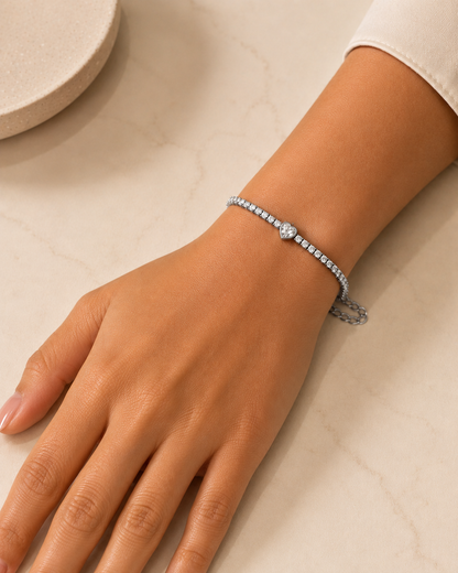 Heart Tennis Bracelet