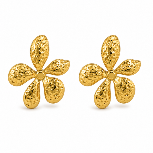 Textured Flower Stud Earrings