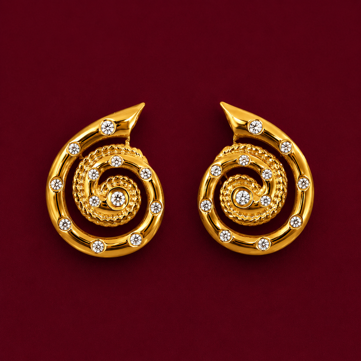 Spiral Crystal Stud Earrings