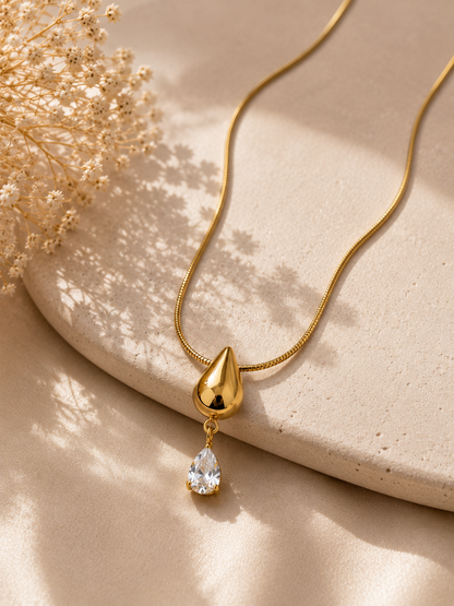 Teardrop CZ Pendant Necklace