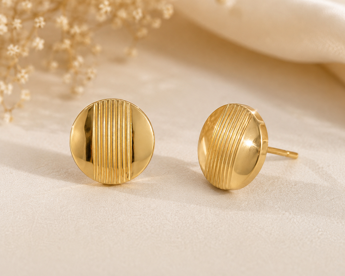 Linear Button Stud Earrings