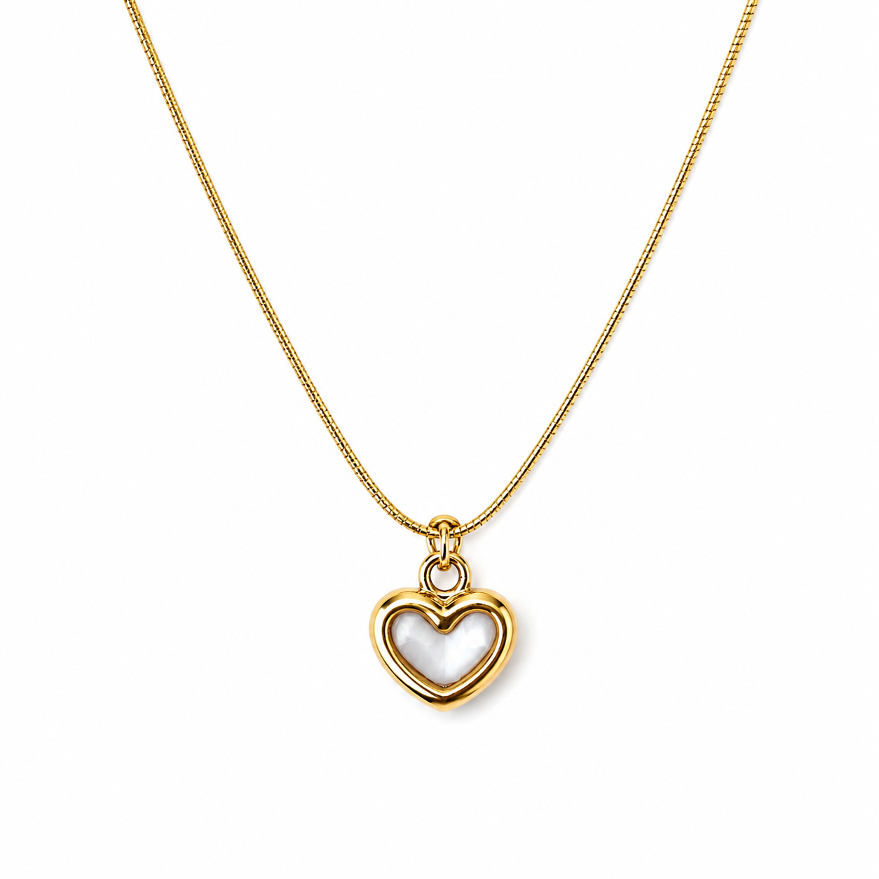 Mother of Pearl Heart Pendant Necklace Set