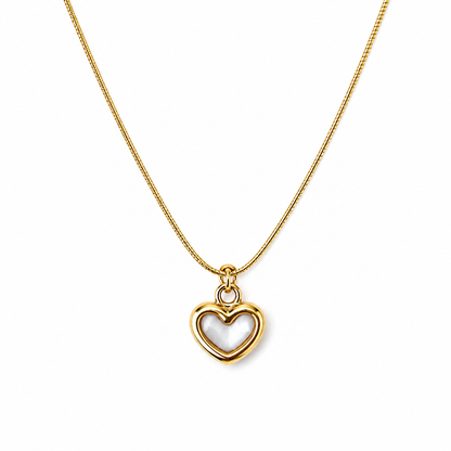 Mother of Pearl Heart Pendant Necklace Set