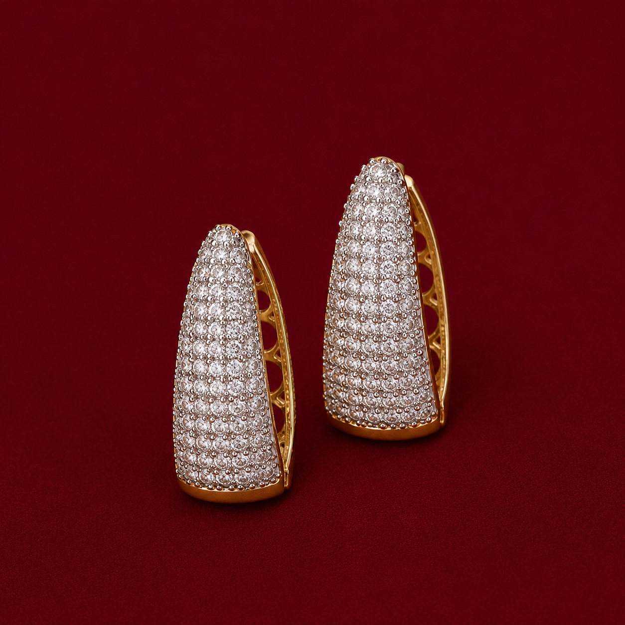 Pave Graduated Hoop Earrings