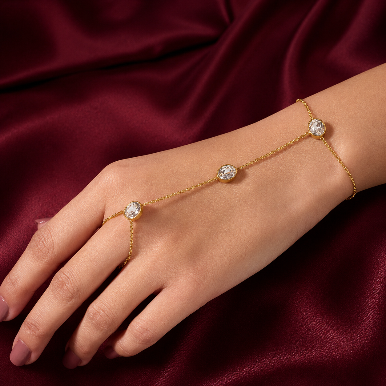 Stone Hand Chain Bracelet