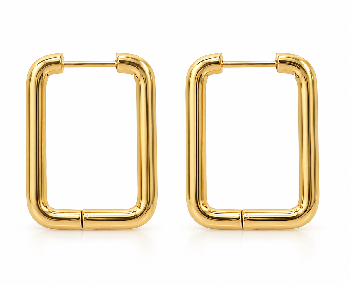 Rectangle Huggie Hoops