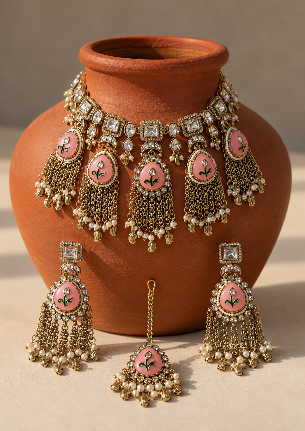 Gulab Jhalar Necklace Set
