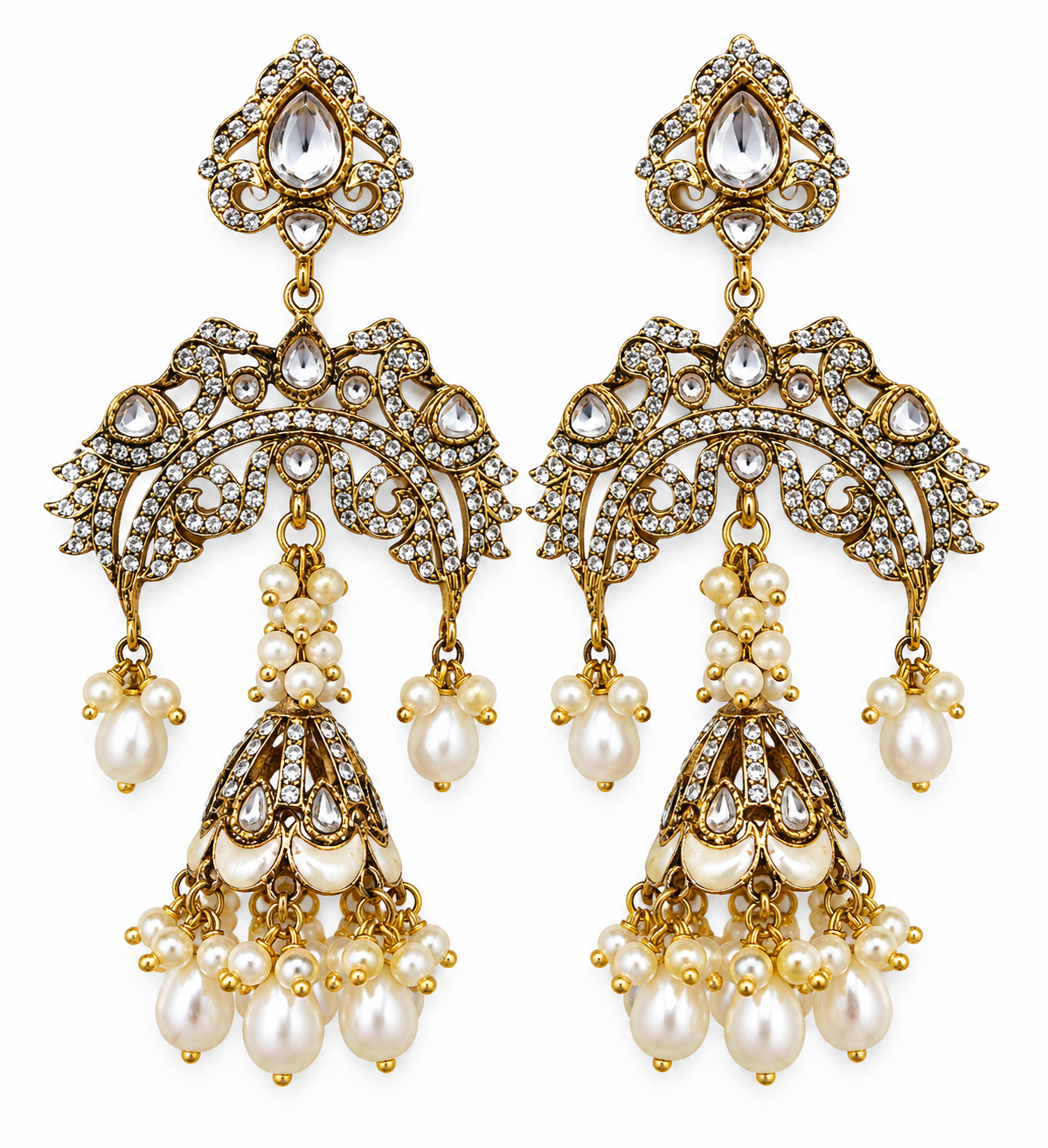 Saffed Jhalar Earrings