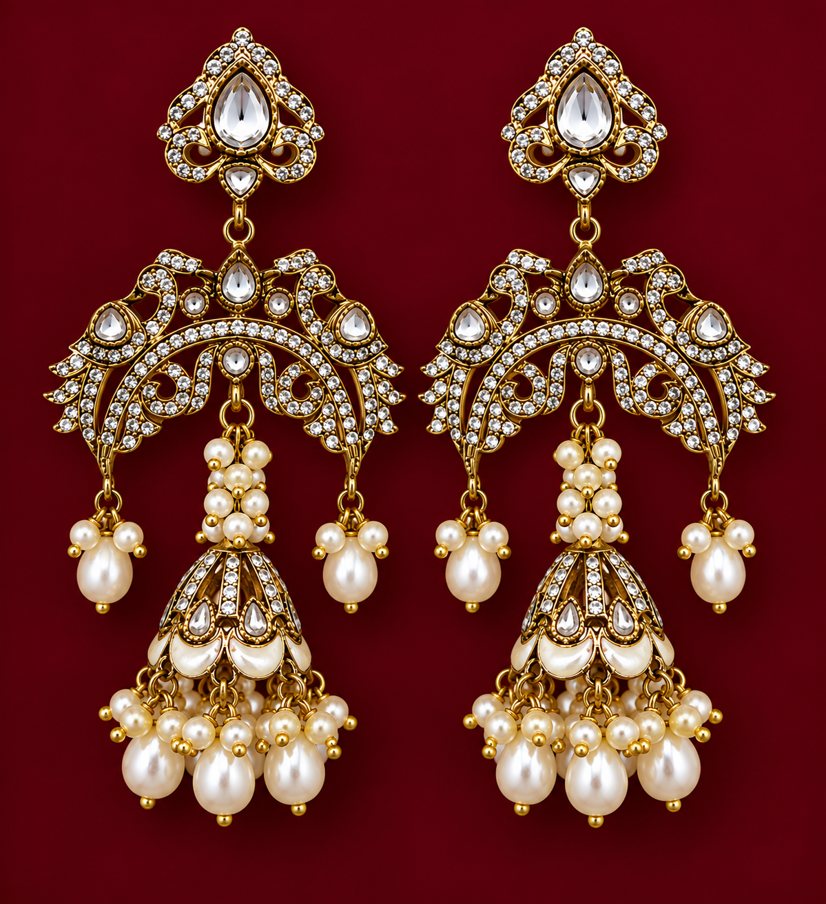 Saffed Jhalar Earrings