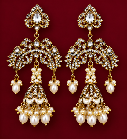Saffed Jhalar Earrings