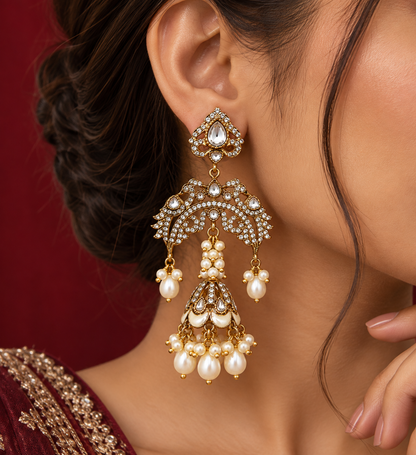 Saffed Jhalar Earrings