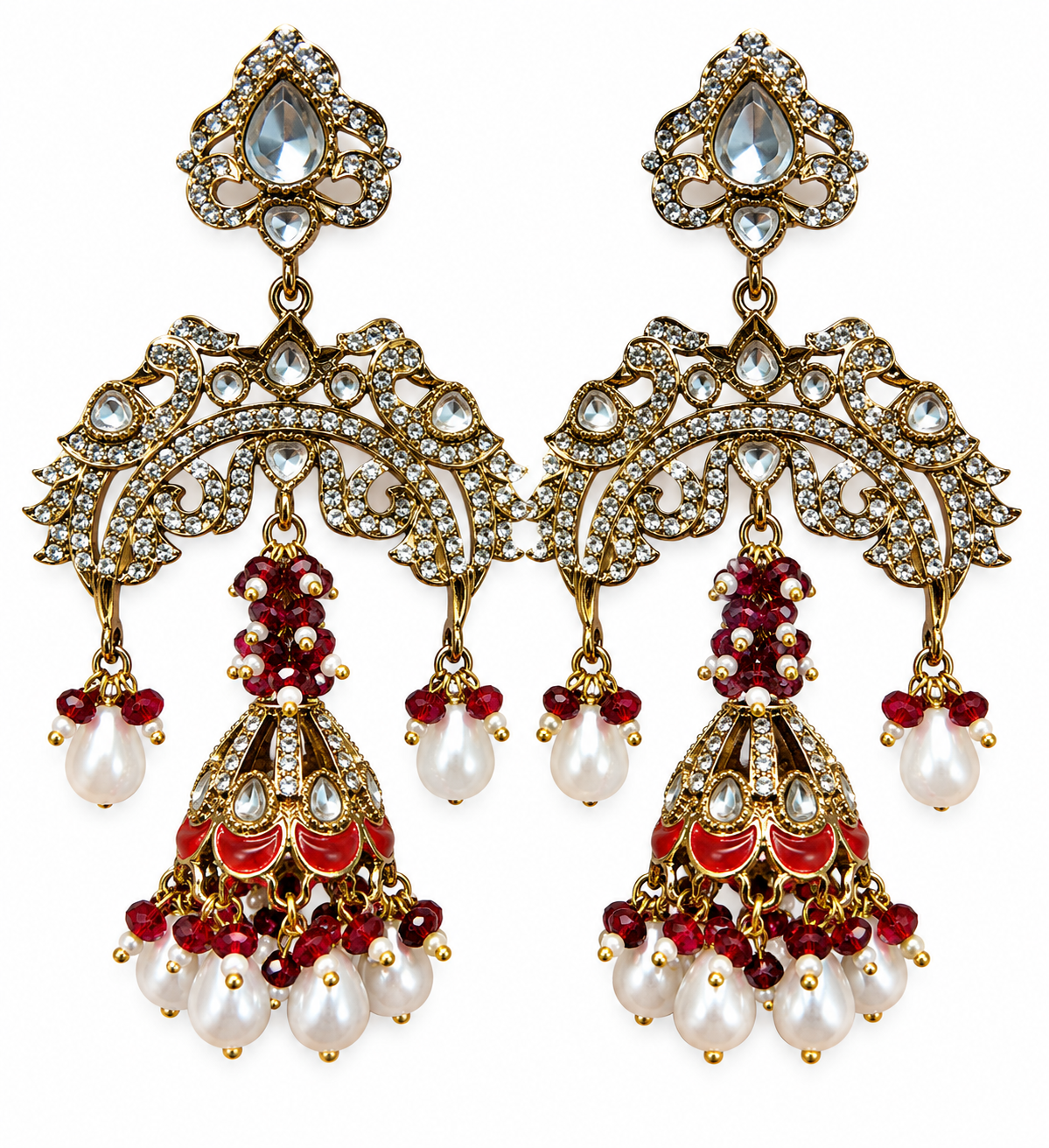 Maroon Jhalar Earrings