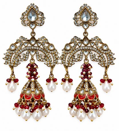 Maroon Jhalar Earrings