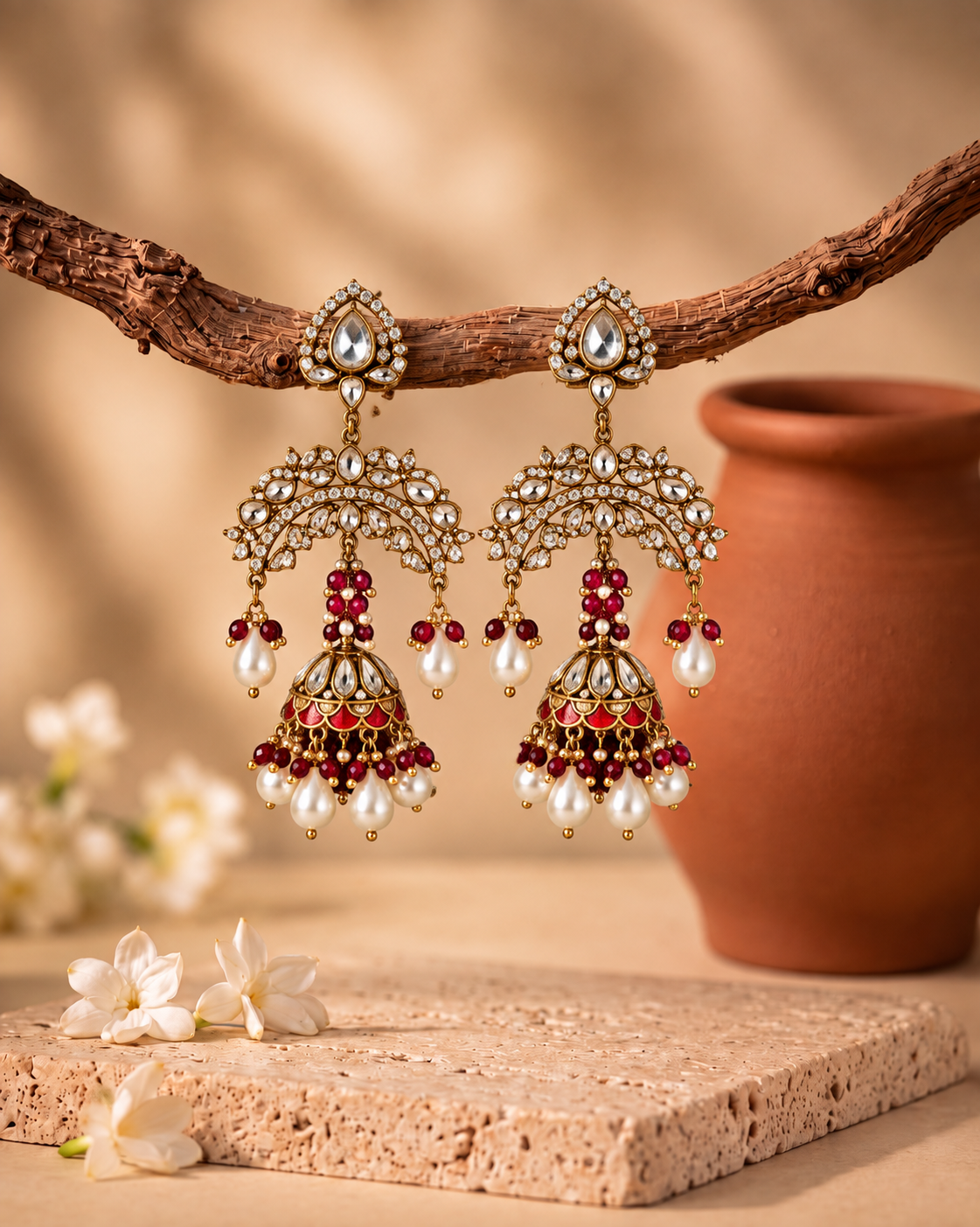 Maroon Jhalar Earrings