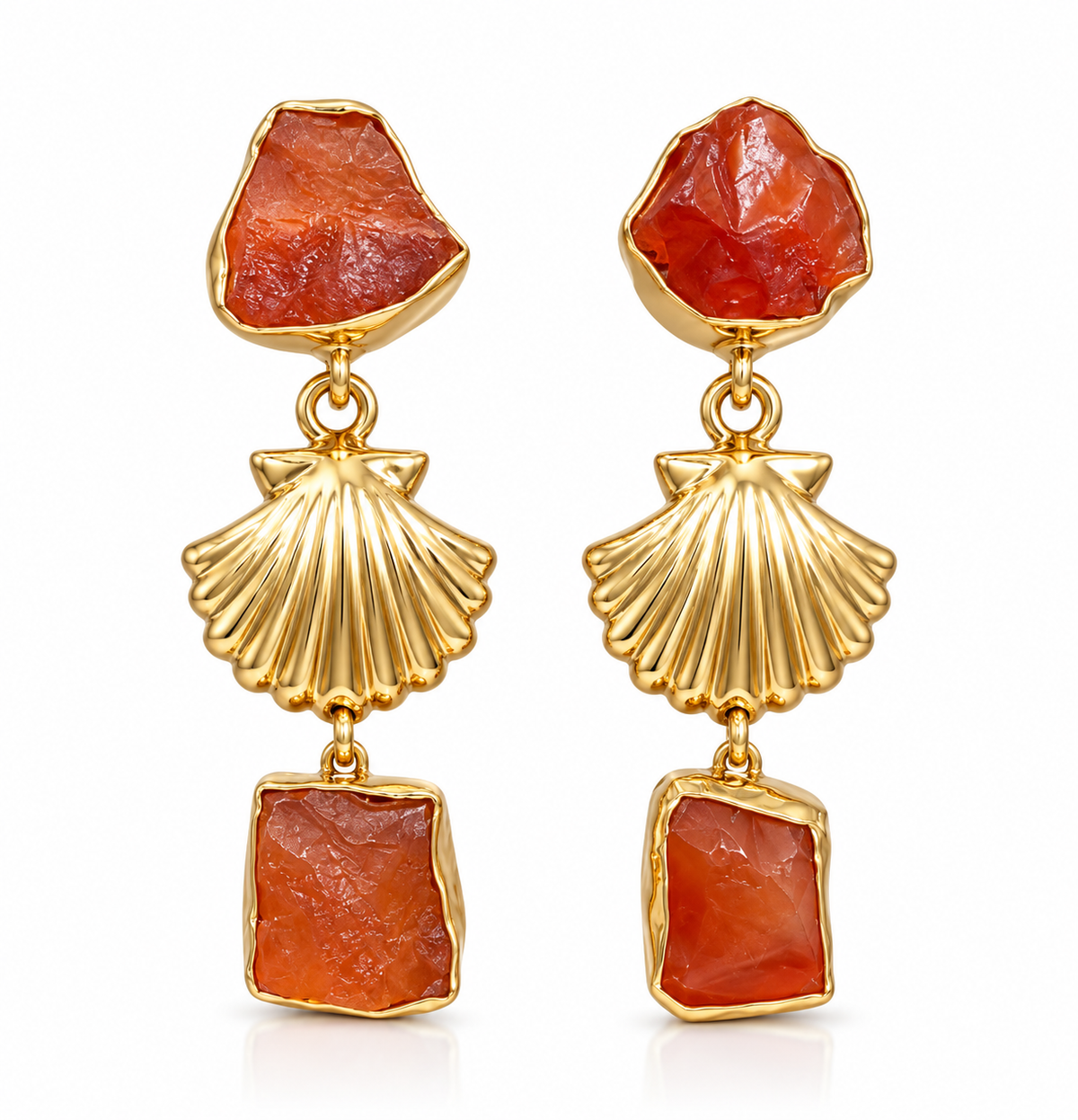 Carnelian Sagar Shell Earrings