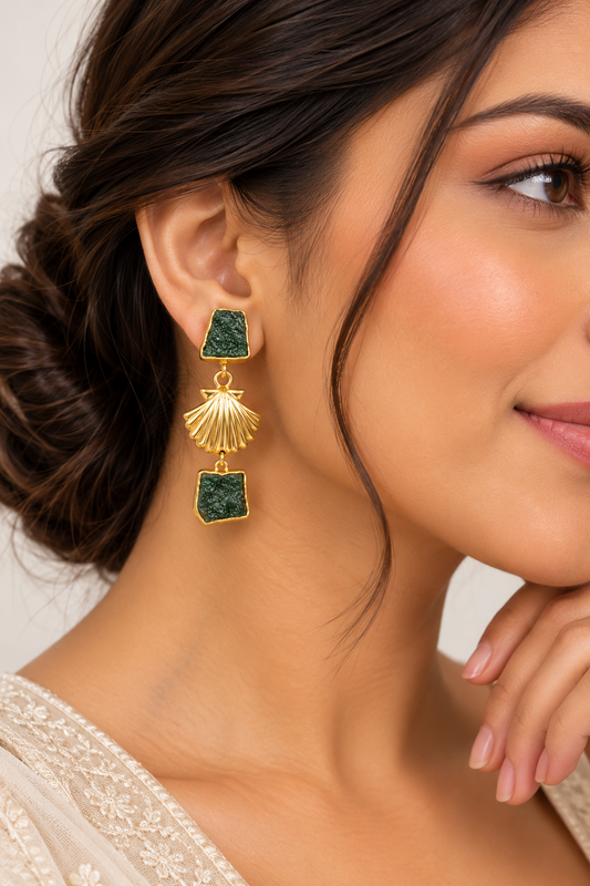 Jade Sagar Shell Earrings