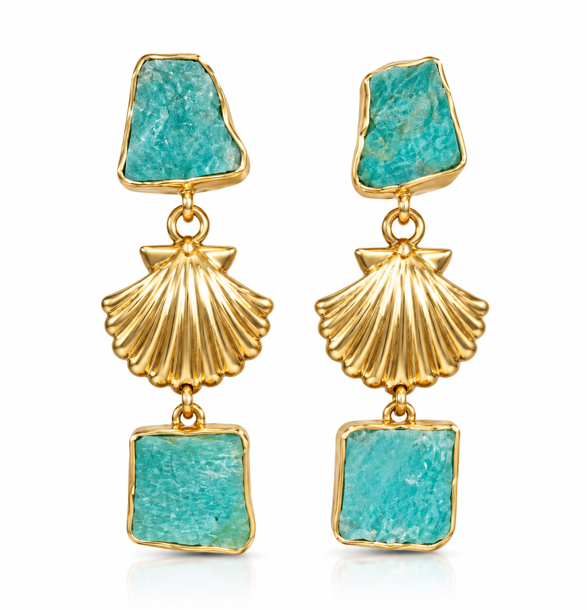 Amazonite Sagar Shell Earrings
