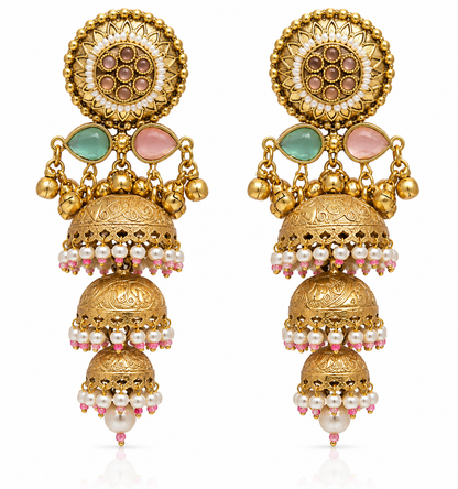 Teen Latt Jhumka Earrings