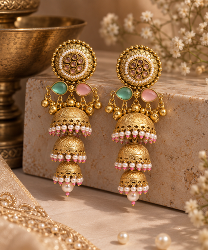 Teen Latt Jhumka Earrings
