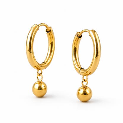 Ball Drop Huggie Hoop Earrings
