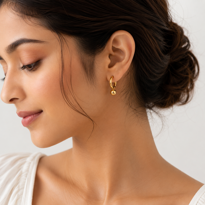 Ball Drop Huggie Hoop Earrings