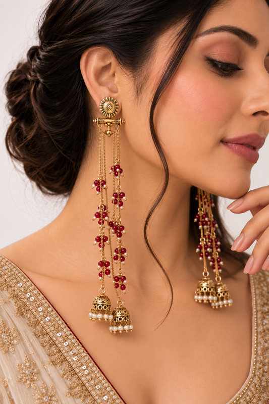 Manjiri Earrings – Garnet