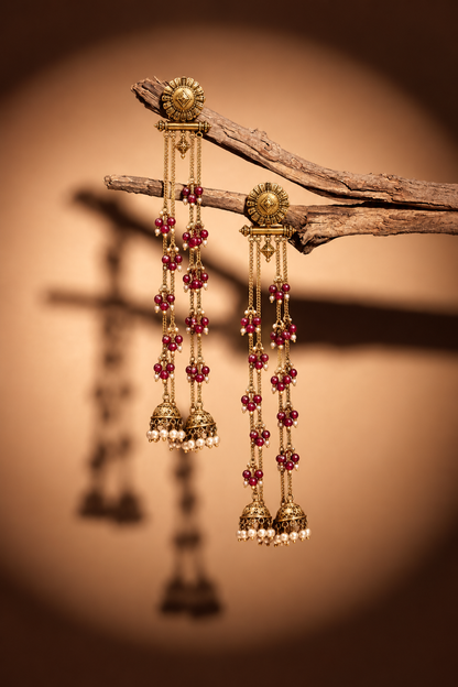 Manjiri Earrings – Garnet