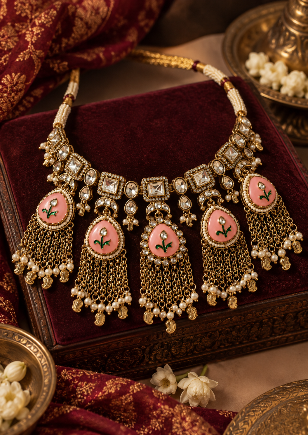 Gulab Jhalar Necklace Set