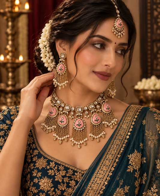 Gulab Jhalar Necklace Set