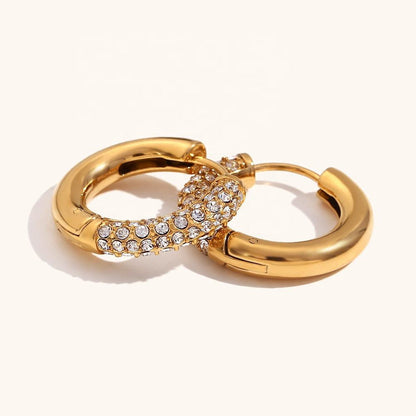 Chunky Pavé CZ Encrusted Hoop Earrings